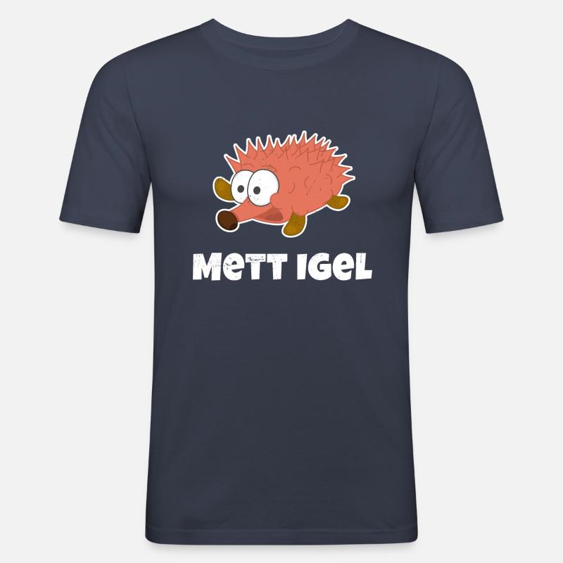 Mettigel - Helles Design - Männer Slim Fit T-Shirt - Navy