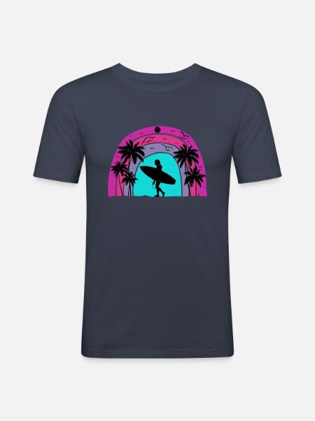 Surf retro sunset - Men's Slim Fit T-Shirt - navy