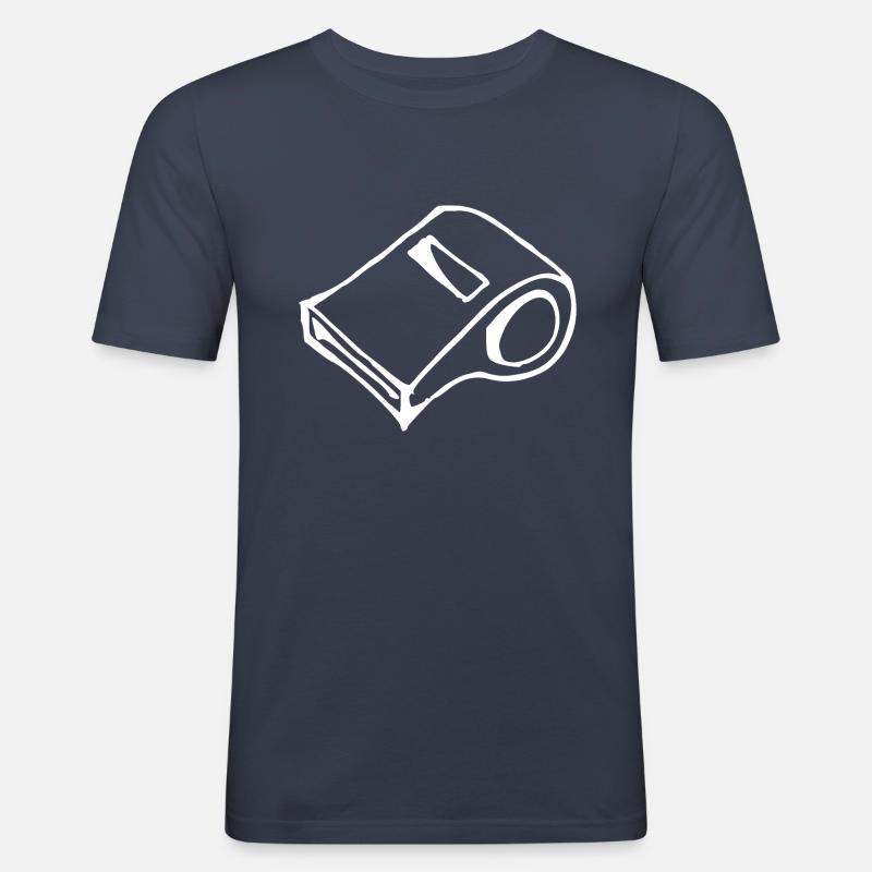 Trillerpfeife Fussball Trainer Geschenkidee - Männer Slim Fit T-Shirt - Navy
