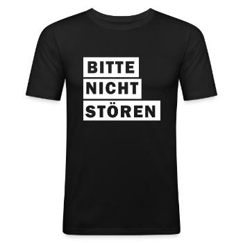 bitte nicht stören - Männer Slim Fit T-Shirt - Schwarz - Vorne - Nik (191cm)