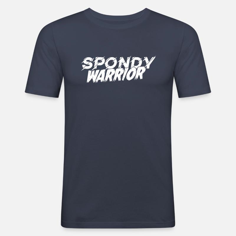 spondywarrior basic white - Männer Slim Fit T-Shirt - Navy