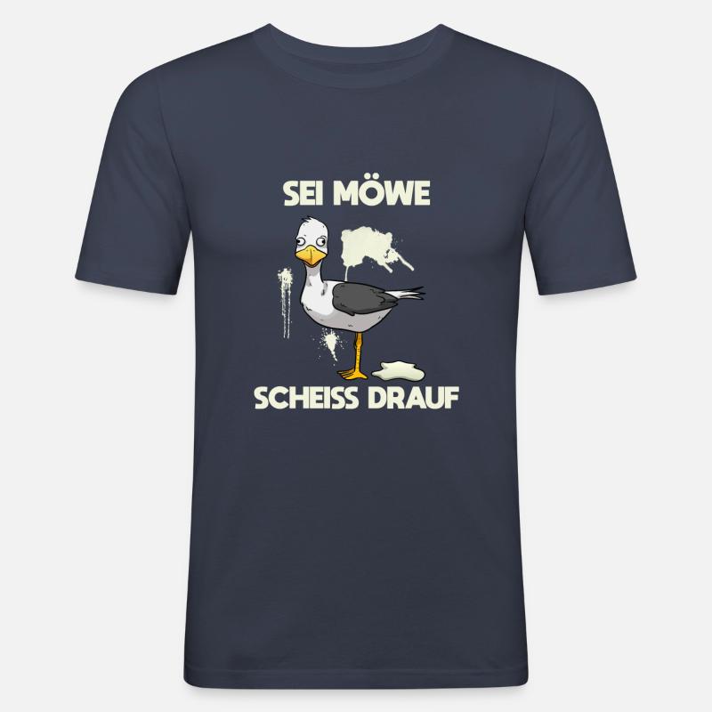 Sei Möwe, scheiß drauf Vogel - Männer Slim Fit T-Shirt - Navy