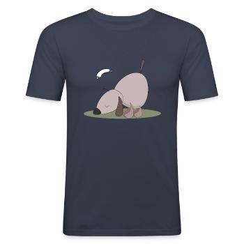 Food Contest Hund - Männer Slim Fit T-Shirt - Navy - Vorne - Nik (191cm)