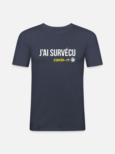 J'ai survécu - T-shirt près du corps Homme - bleu marine