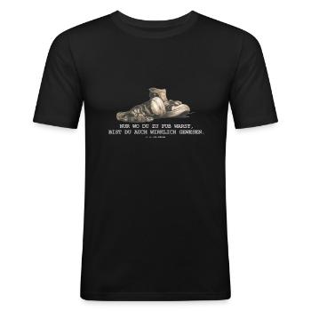 Pantoufles - foncées - T-shirt près du corps Homme - noir - Devant - Nik (191cm)