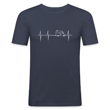 herzschlag weltenbummler - Männer Slim Fit T-Shirt - Navy - Vorne - Nik (191cm)