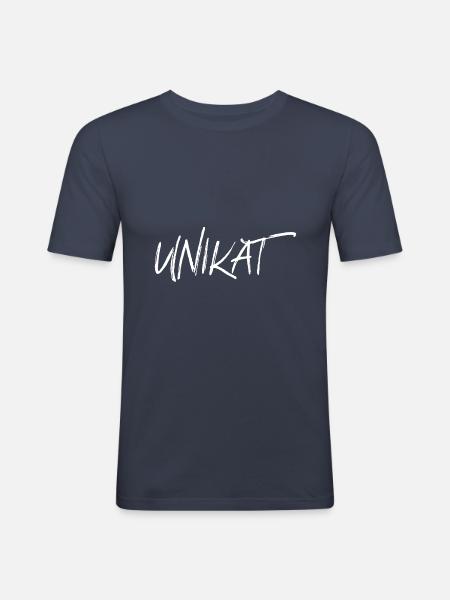 Unikat Schrift Spruch - Männer Slim Fit T-Shirt - Navy