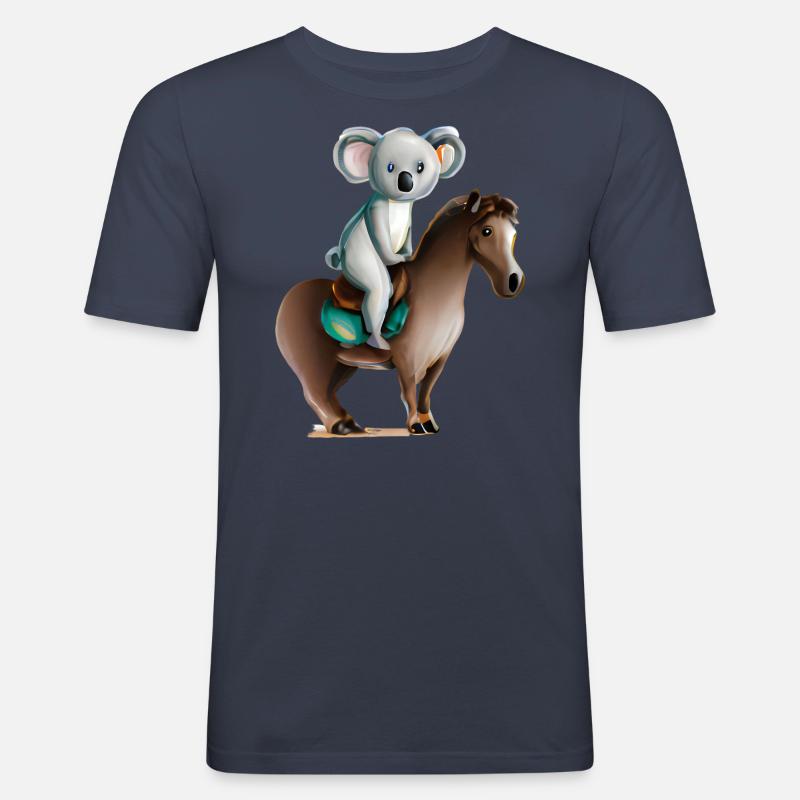Koala auf einem Pferd - Männer Slim Fit T-Shirt - Navy