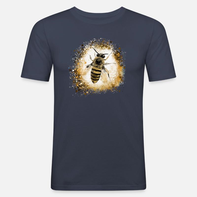 biene,gold,graffiti,malerei,wespe - Männer Slim Fit T-Shirt - Navy