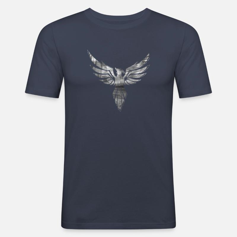 phoenix,vogel,graffiti,silber - Männer Slim Fit T-Shirt - Navy