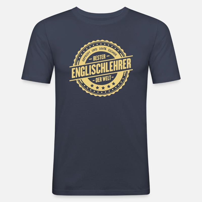 Bester Englischlehrer - Männer Slim Fit T-Shirt - Navy