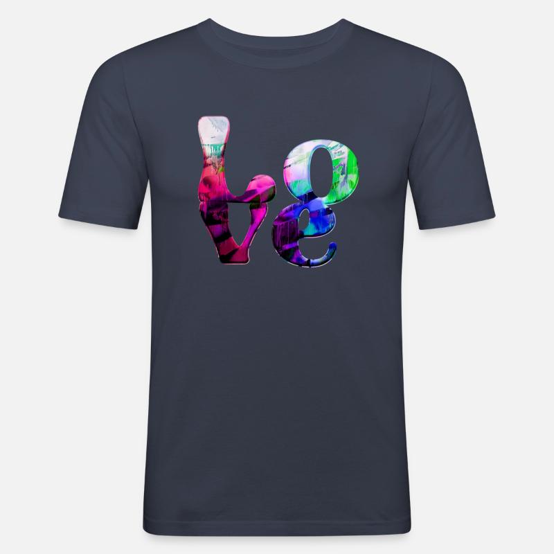 Graffiti,love,schrift,chrom,bunt,liebe,bunt - Männer Slim Fit T-Shirt - Navy