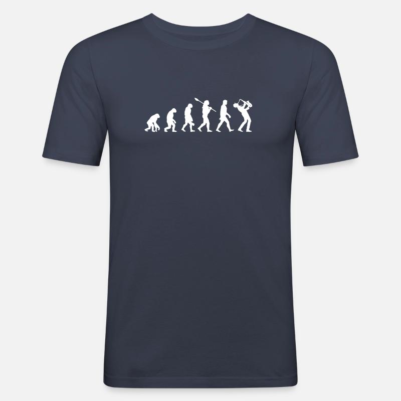 Saxofon Evolution Saxophon Saxophonist Geschenk - Männer Slim Fit T-Shirt - Navy