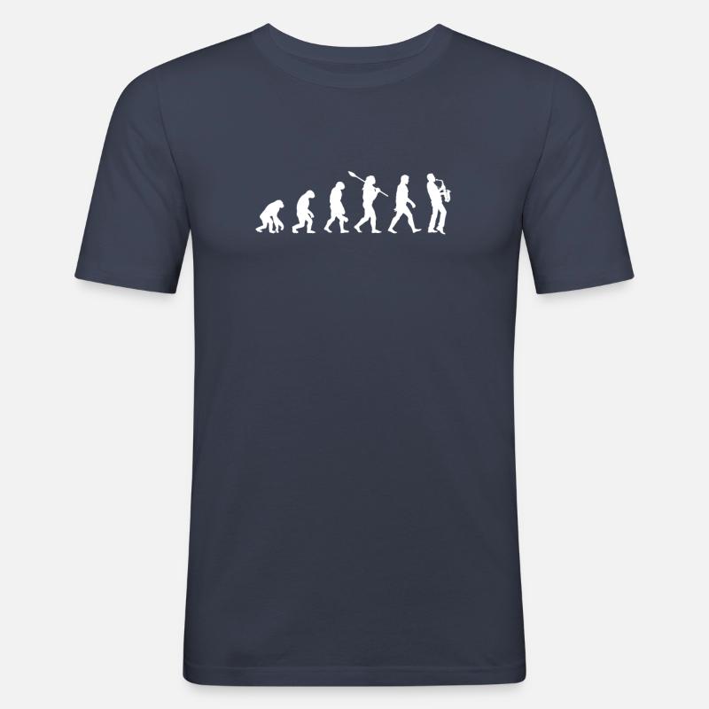 Saxaphon Evolution - Männer Slim Fit T-Shirt - Navy