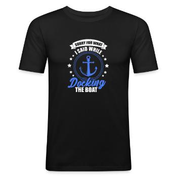 Boot Kapitän Segelboot Motorboot See Geschenk - Männer Slim Fit T-Shirt - Schwarz - Vorne - Nik (191cm)