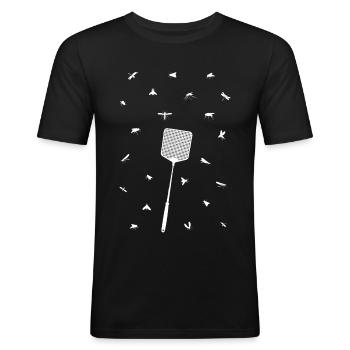 Jolie mouche - T-shirt près du corps Homme - noir - Devant - Nik (191cm)