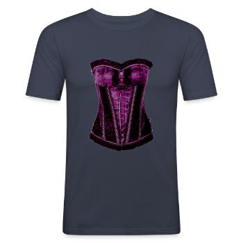corsage,ledercorsage,leder,frau,pink - Männer Slim Fit T-Shirt - Navy - Vorne - Nik (191cm)