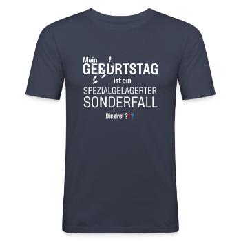 Die Drei ??? Geburtstags-Design - Männer Slim Fit T-Shirt - Navy - Vorne - Nik (191cm)