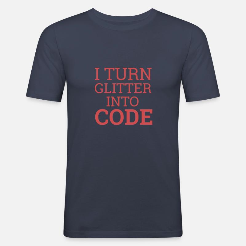 « Code à paillettes | Programmeur » - T-shirt près du corps Homme - bleu marine