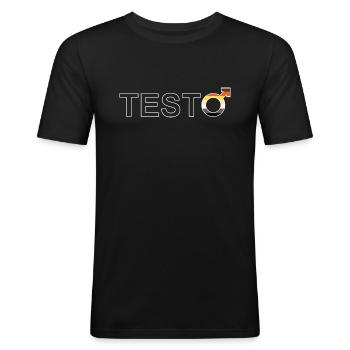 TESTO white - Männer Slim Fit T-Shirt - Schwarz - Vorne - Nik (191cm)
