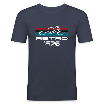 Fahrrad Design Rennrad - Männer Slim Fit T-Shirt - Navy - Vorne - Nik (191cm)