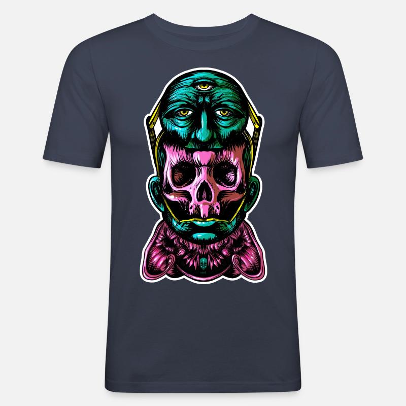 Gesichtshelm Farbe - Männer Slim Fit T-Shirt - Navy