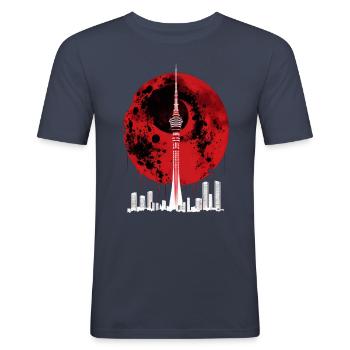 Tokyo - T-shirt près du corps Homme - bleu marine - Devant - Nik (191cm)