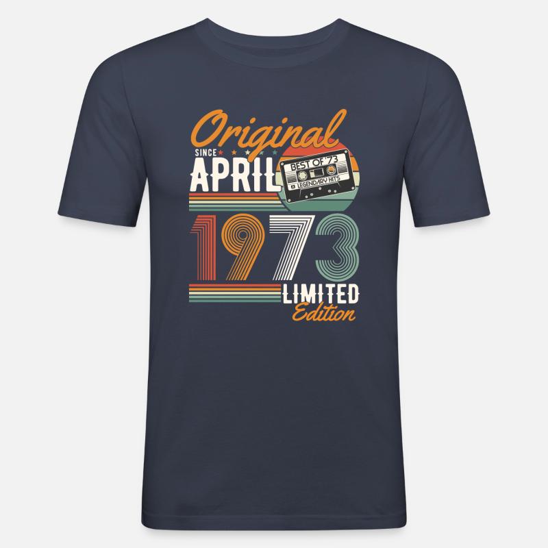 Original seit April 1973 - Männer Slim Fit T-Shirt - Navy
