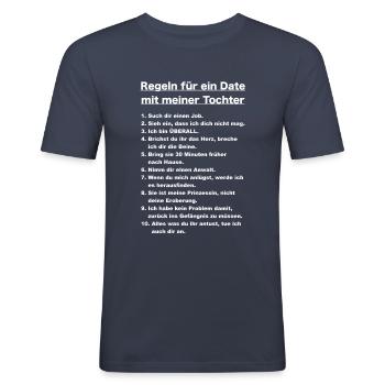 Regeln für ein Date mit meiner Tochter - Männer Slim Fit T-Shirt - Navy - Vorne - Nik (191cm)