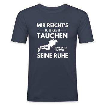 Tauchen, Schnorcheln, Taucher, Scuba, Spruch, Fun - Männer Slim Fit T-Shirt - Navy - Vorne - Nik (191cm)