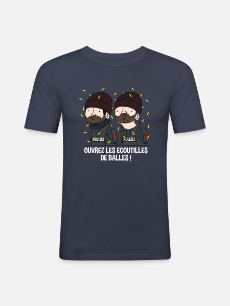 Les écoutilles de balles! - T-shirt près du corps Homme - bleu marine