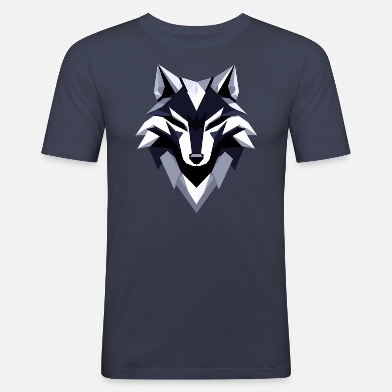 Wolf Low Poly Logo Design - Men's Slim Fit T-Shirt - navy