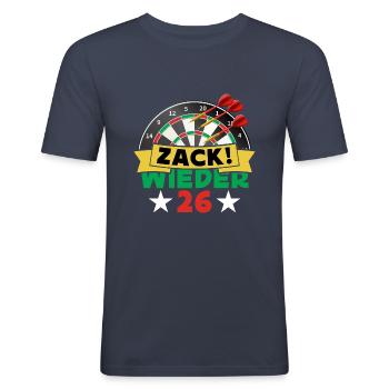 Dart, Zack wieder 26, Dartscheibe, Dartpfeil, Fun - Männer Slim Fit T-Shirt - Navy - Vorne - Nik (191cm)