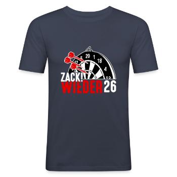 Dart, Zack wieder 26, Dartscheibe, Dartpfeil, Fun - Männer Slim Fit T-Shirt - Navy - Vorne - Nik (191cm)