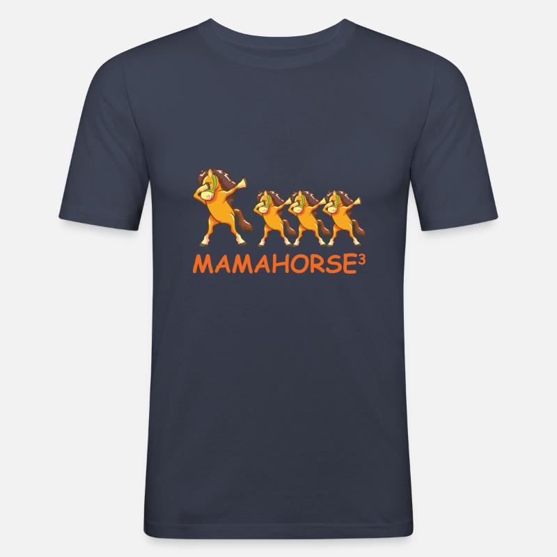 Schwanger werdene Mutter Drillinge Pferd - Männer Slim Fit T-Shirt - Navy