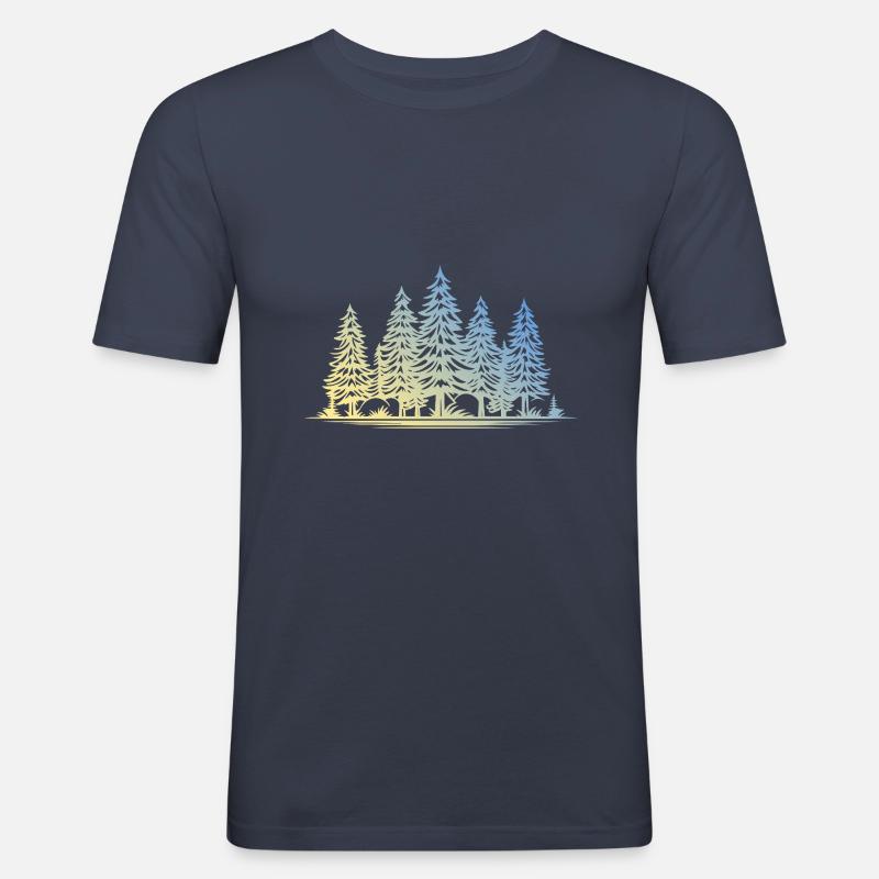 Wald Bäume - Männer Slim Fit T-Shirt - Navy