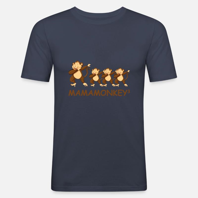 Schwanger werdene Mutter Drillinge Affe - Männer Slim Fit T-Shirt - Navy