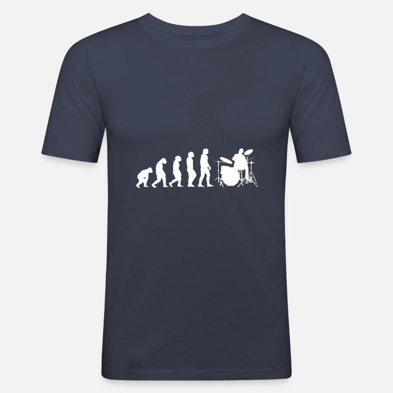 Evolution Schlagzeuger - Männer Slim Fit T-Shirt - Navy