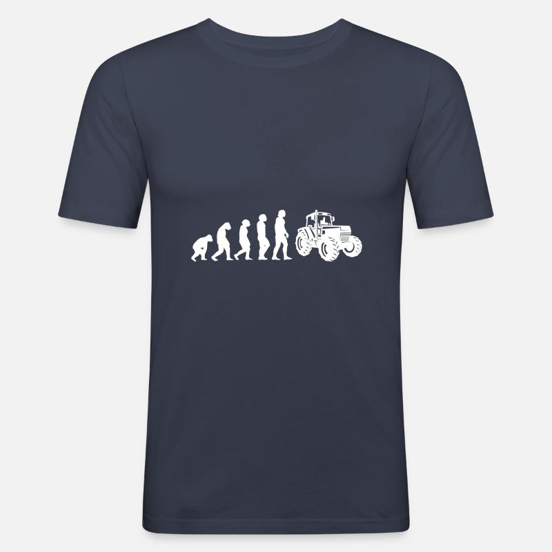 Evolution Traktorfahrer - Männer Slim Fit T-Shirt - Navy