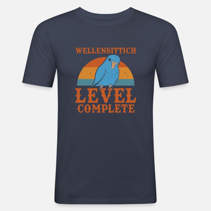 Wellensittich Level Complete - Männer Slim Fit T-Shirt - Navy