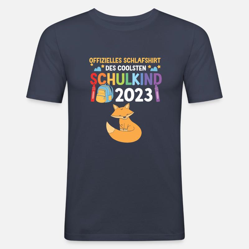 Fuchs Schulanfang Schulkind 2023 - Männer Slim Fit T-Shirt - Navy