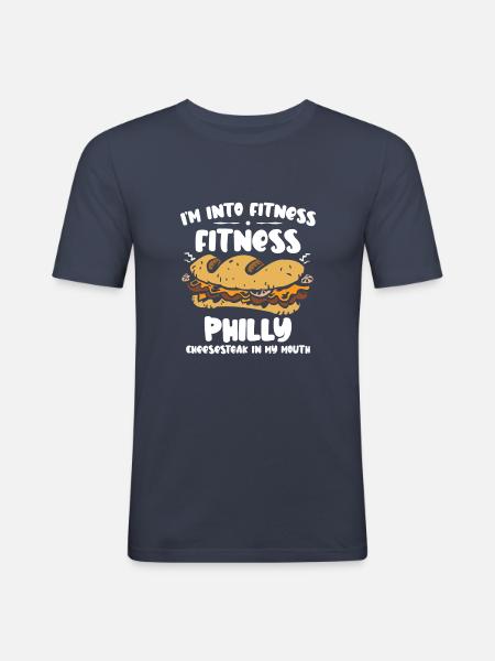 Philly Cheesesteak Sandwich - Männer Slim Fit T-Shirt - Navy