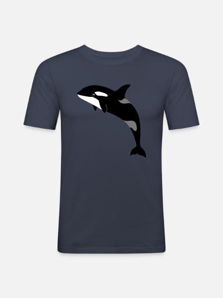 jumping orca - Men's Slim Fit T-Shirt - navy