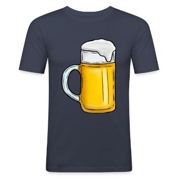 Bierkrug - Männer Slim Fit T-Shirt - Navy - Vorne - Nik (191cm)