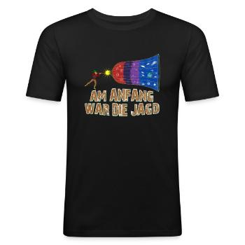 Jagd Big Bang - Männer Slim Fit T-Shirt - Schwarz - Vorne - Nik (191cm)