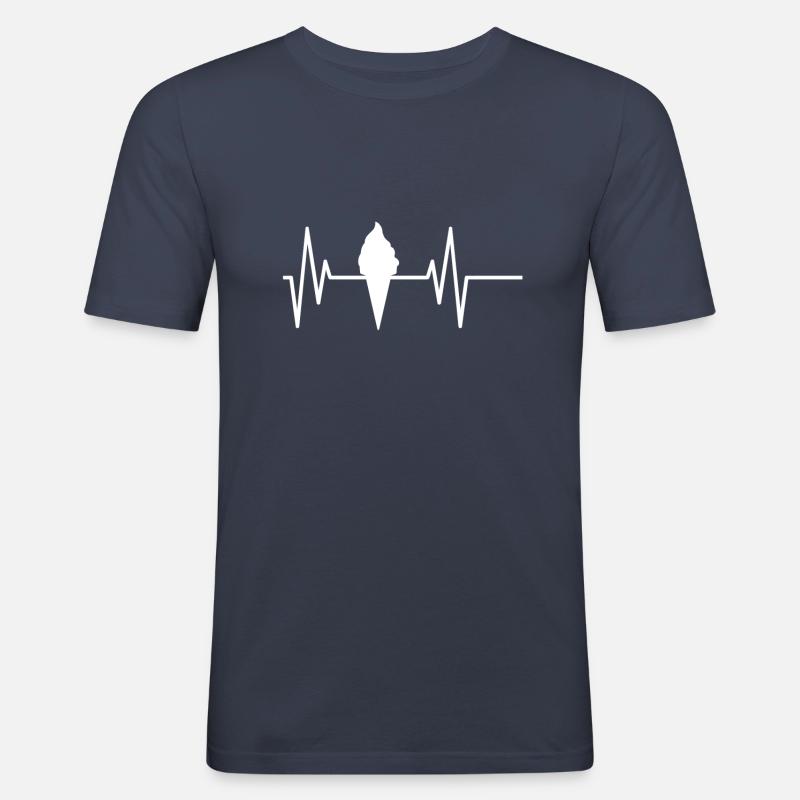 HERZFREQUENZ EISCREME - Männer Slim Fit T-Shirt - Navy