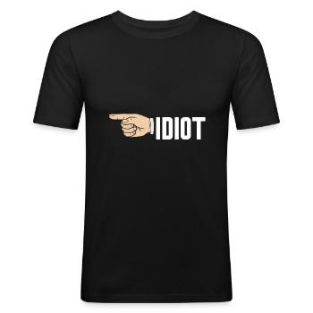 IDIOT - Men's Slim Fit T-Shirt - black - Front - Nik (191cm)