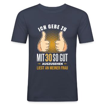 30 Jahre Geschenk 30. Geburtstag - Männer Slim Fit T-Shirt - Navy - Vorne - Nik (191cm)