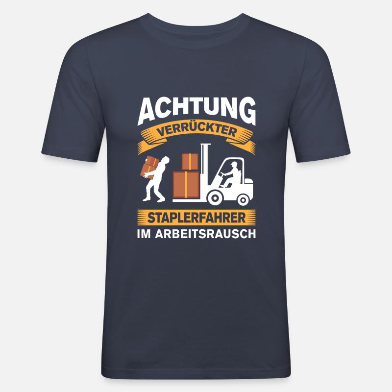 Lagerarbeiter Logistiker Stapler Staplerfahrer - Männer Slim Fit T-Shirt - Navy