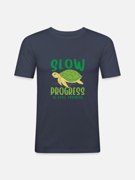 Slow progress is still progress - Männer Slim Fit T-Shirt - Navy